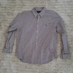 RALPH LAUREN Brown/White Gingham Button-Down Shirt, XXL